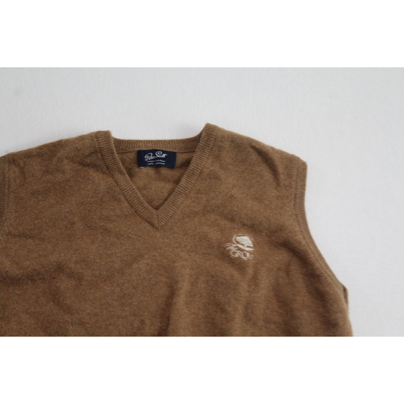 Peter Scott Men Brown Vest Sweater 100% Lambwool Size Large - Picture 3 of 8